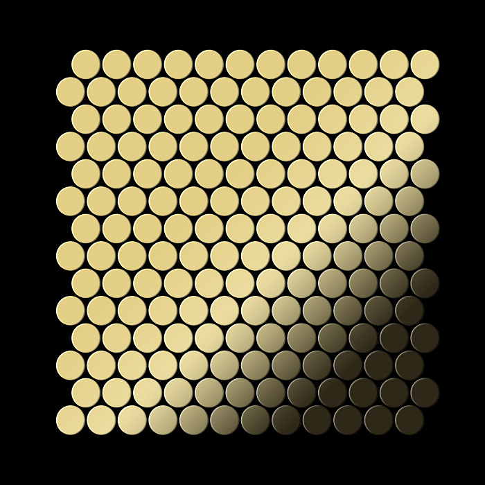 Пример укладки мозаики Penny (латунь, отделка поверхности прокатный лист)